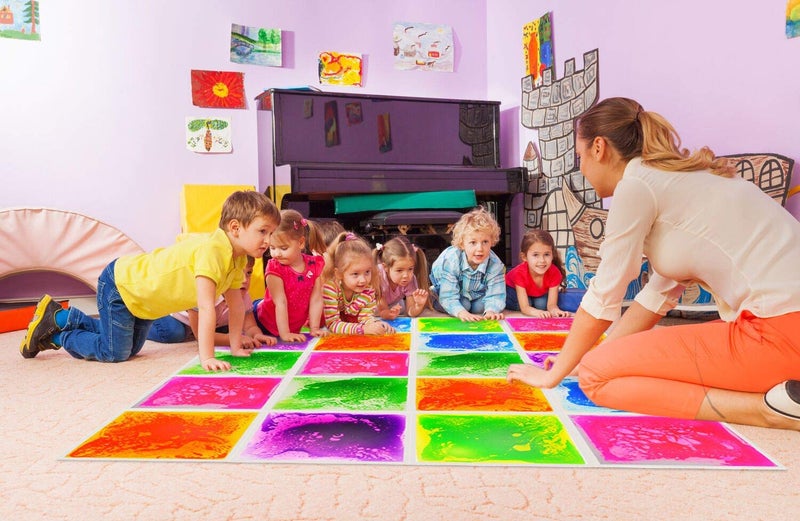 Crystiles Six (6) Assorted Color 12''X 12'' Liquid Floor Tile - ASTM, BS EN71, CPSIA Certified,Liquid Sensory Floor Decorative Tiles, 6 Tiles - Image 2